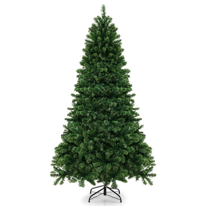 6/7/8 Feet Hinged Christmas Tree with PVC Branch Tips Warm White LED Lights-8 ft