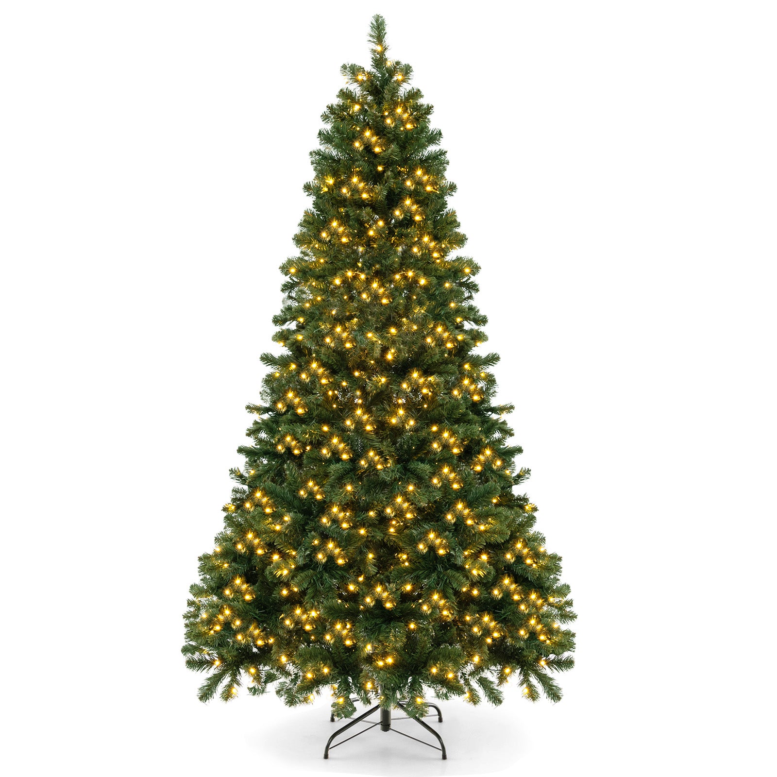 6/7/8 Feet Hinged Christmas Tree with PVC Branch Tips Warm White LED Lights-6 ft