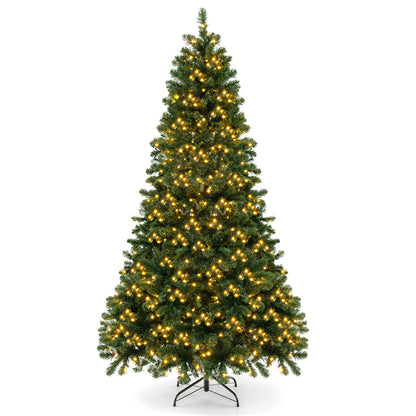 6/7/8 Feet Hinged Christmas Tree with PVC Branch Tips Warm White LED Lights-8 ft