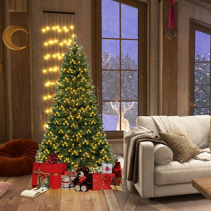 6/7/8 Feet Hinged Christmas Tree with PVC Branch Tips Warm White LED Lights-8 ft