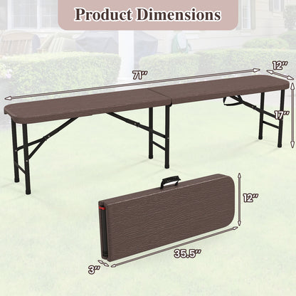 6 Feet Folding HDPE Bench with 1320 LBS Capacity and Handle Lock