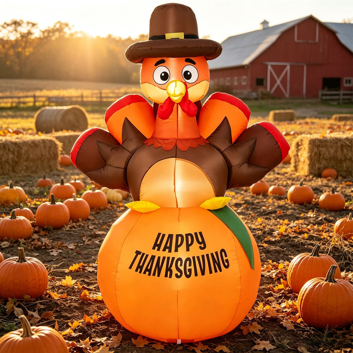 6 ft Happy Thanksgiving Inflatable Turkey Yard Decoration