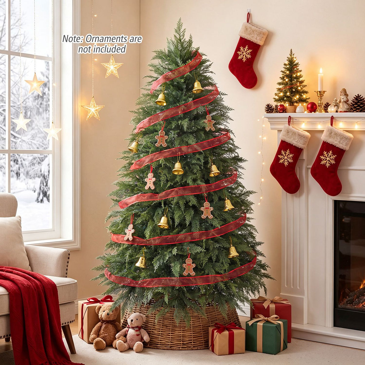 5 FT Artificial Christmas Tree with 406 Full Branch Tips and 245 Warm White LED Lights