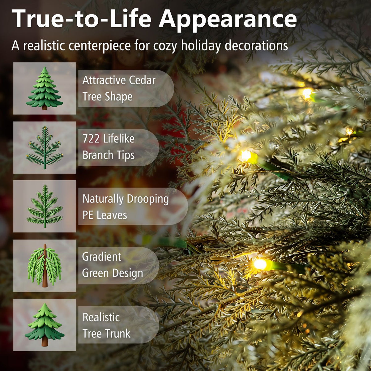 5 FT Artificial Christmas Tree with 406 Full Branch Tips and 245 Warm White LED Lights