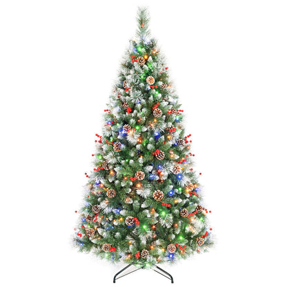 6 ft Artificial Frosted Christmas Tree with 747 Branch Tips and 55 Pine Cones