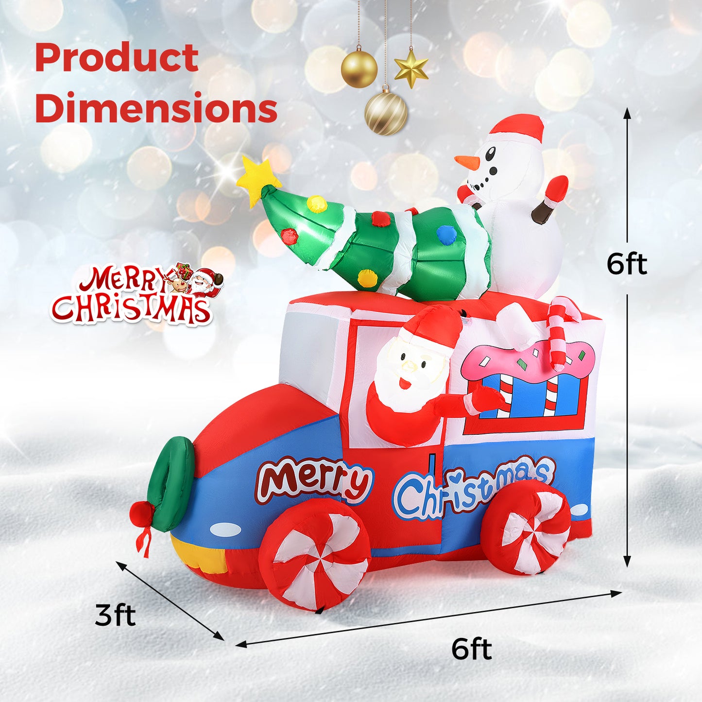 6 ft Christmas Inflatable Santa on Car Blow up Festive Vehicle with Santa Clause