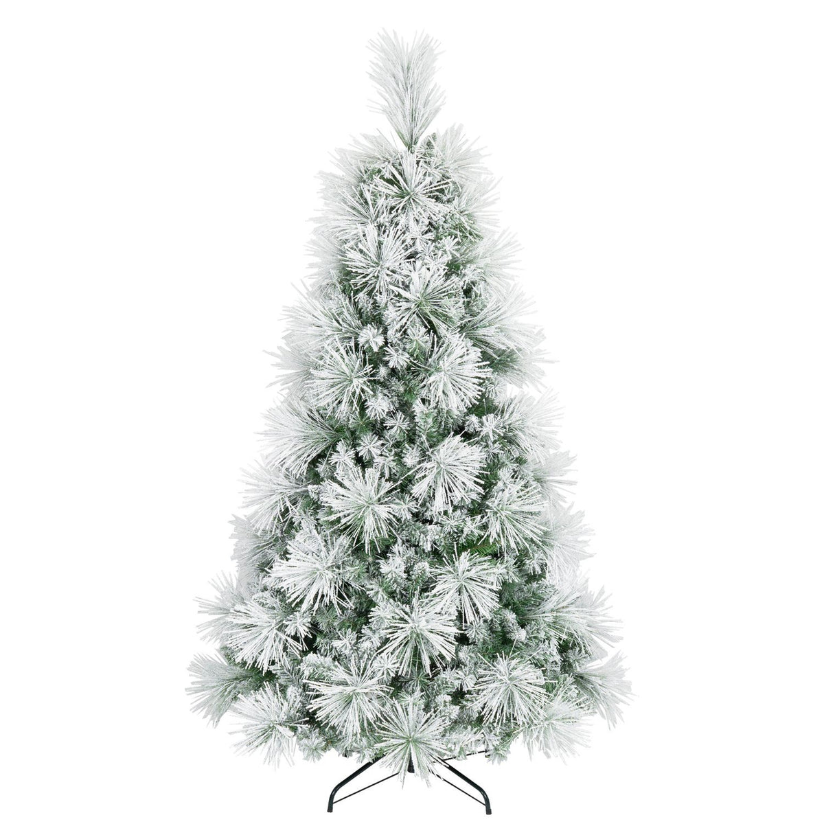 7.5 ft Flocked Pine Christmas Tree with Folding Metal Stand