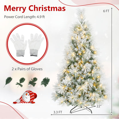 7.5 ft Flocked Pine Christmas Tree with Folding Metal Stand