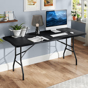 6 ft Portable Folding Table 350 LBS Fold-in-Half Table with HDPE Tabletop-Black