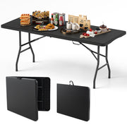 6 ft Portable Folding Table 350 LBS Fold-in-Half Table with HDPE Tabletop-Black