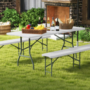 6 ft Portable Folding Table 350 LBS Fold-in-Half Table with HDPE Tabletop-White