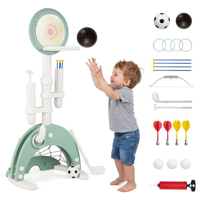 6-in-1 Toddler Basketball Hoop with 8 Adjustable Height for Indoor Outdoor 3+ Years