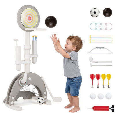 6-in-1 Toddler Basketball Hoop with 8 Adjustable Height for Indoor Outdoor 3+ Years