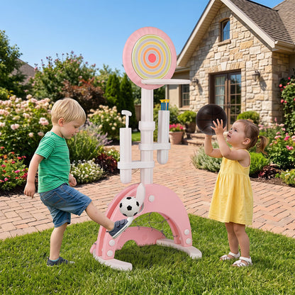 6-in-1 Toddler Basketball Hoop with 8 Adjustable Height for Indoor Outdoor 3+ Years