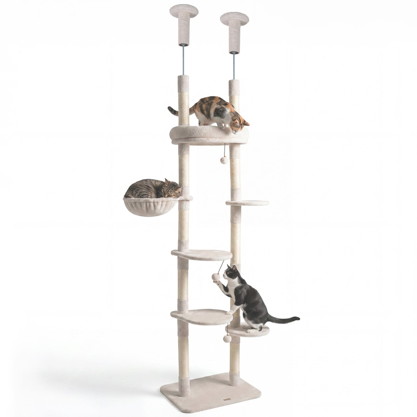 Floor-to-Ceiling Cat Tree with 6 Tiers and Hammock