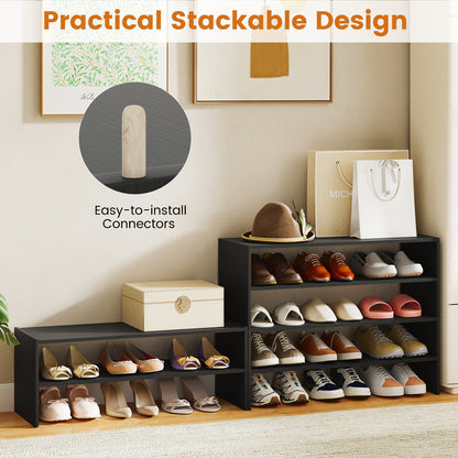 6-tier Shoe Rack with Anti-tipping Device for Entryway-Black