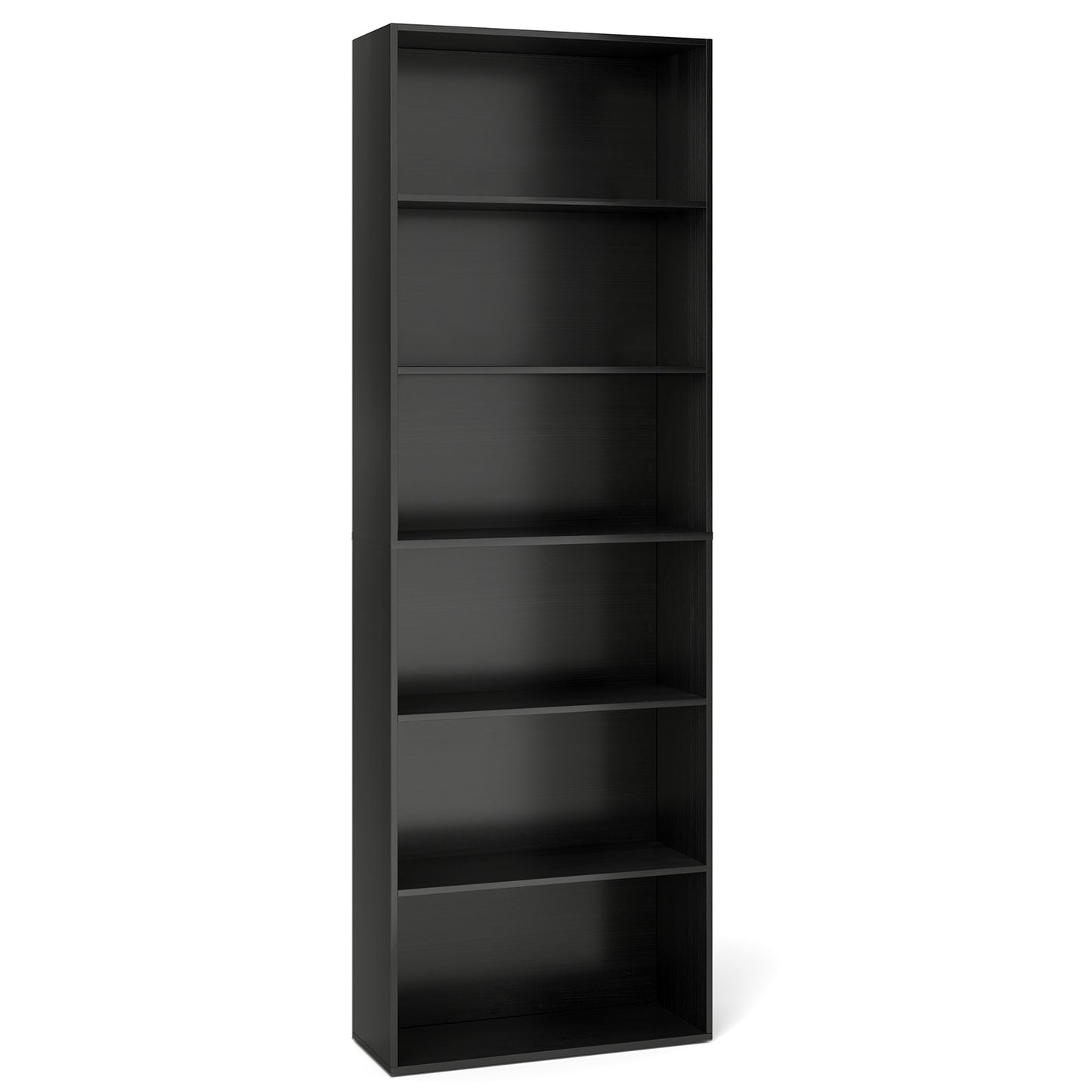 6-Tier Bookcase with 6 Open Shelves and Anti-Toppling Kits-Natural - Black