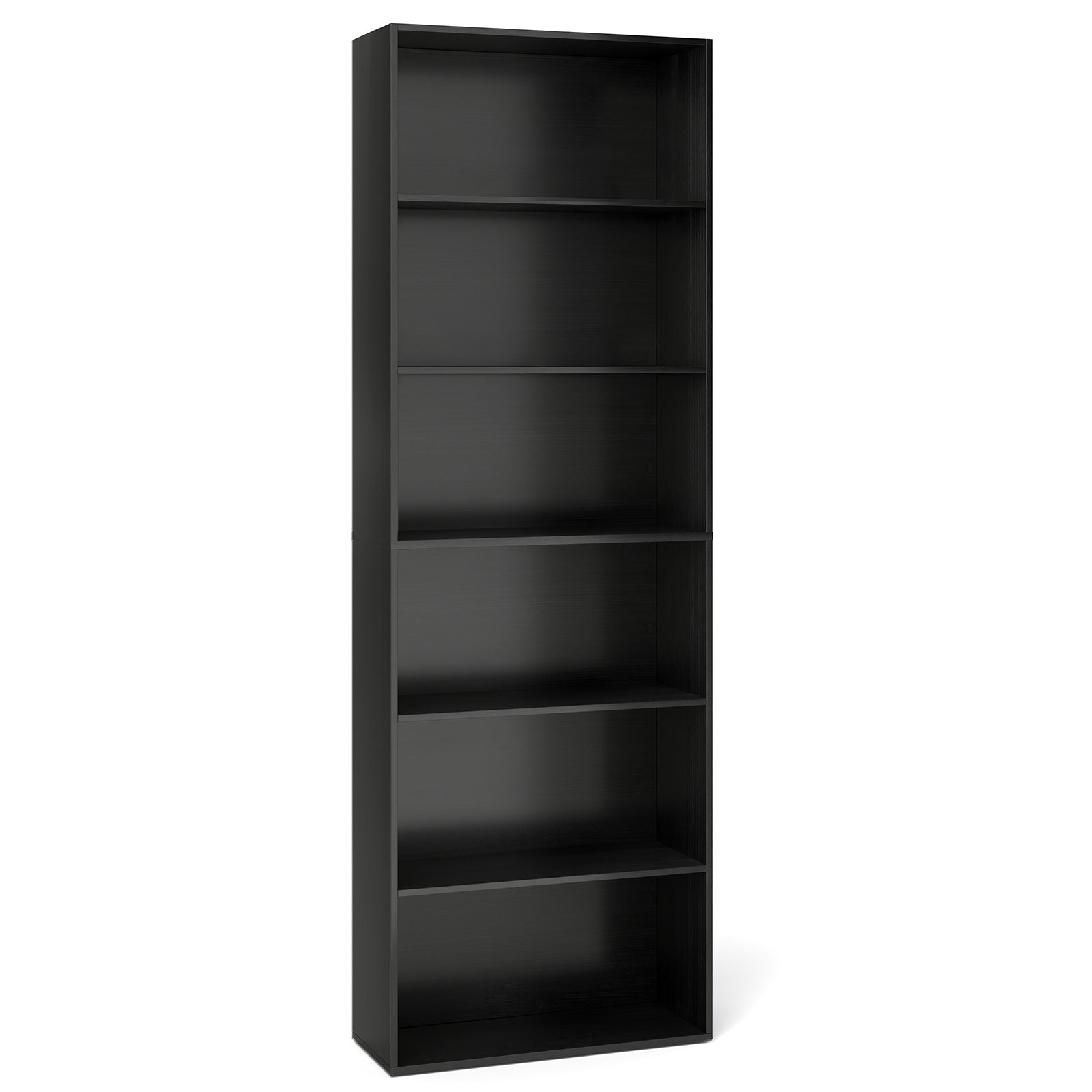 6-Tier Bookcase with 6 Open Shelves and Anti-Toppling Kits-Natural - Black