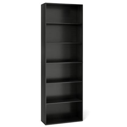 6-Tier Bookcase with 6 Open Shelves and Anti-Toppling Kits-Natural - Black