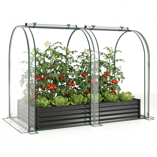 6 x 3 x 1 FT Galvanized Raised Garden Bed with Greenhouse Cover