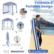 6 x 6 Feet Foldable Beach Cabana Tent with Carrying Bag and Detachable Sidewall