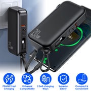 10000mAh Portable Charger with US Plug 3 Inbuilt Cables