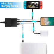 USB Fast Charger 45W 4-Port Fast Charging Station Type-C Wall Charger PD Adapter