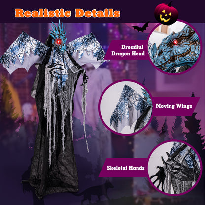 6ft Halloween Animatronic Decoration with Light Up Eyes Posable Wings and Arms
