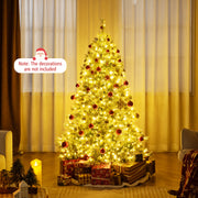 6/7.5/9 FT Artificial Christmas Tree Pre-Lit Hinged Holiday Tree with 360° Quick Power Connector-6 ft