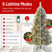 6/7.5/9 FT Artificial Christmas Tree Pre-Lit Hinged Holiday Tree with 360° Quick Power Connector-6 ft