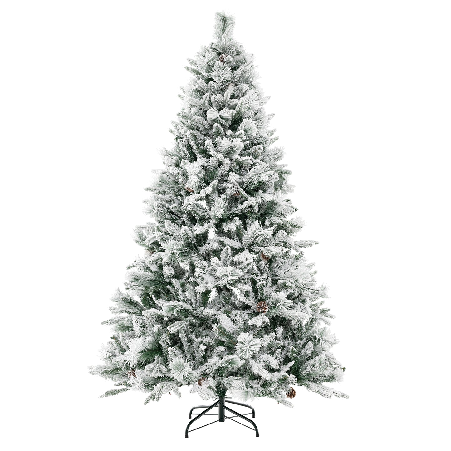 4.5/6/7 Feet Artificial Xmas Tree with Pine Needles and LED Lights-4.5 ft - 6 Ft