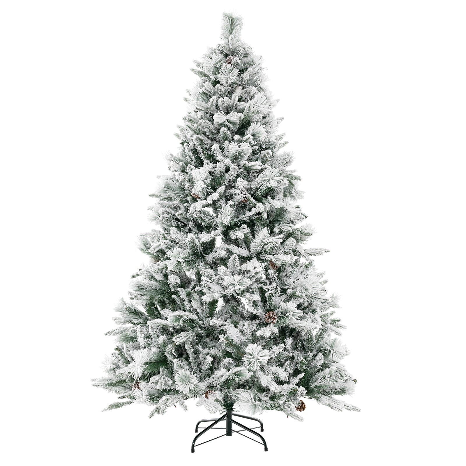 4.5/6/7 Feet Artificial Xmas Tree with Pine Needles and LED Lights-4.5 ft - 6 Ft