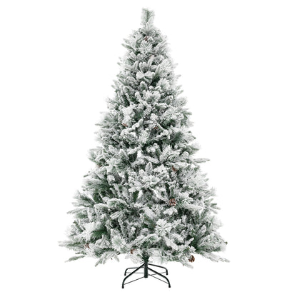 4.5/6/7 Feet Artificial Xmas Tree with Pine Needles and LED Lights-4.5 ft - 6 Ft