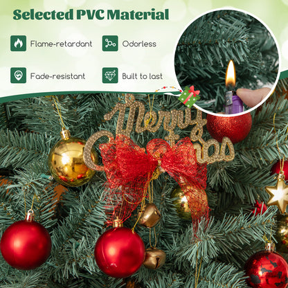 6.5 Feet Pre-Lit Blue Artificial Christmas Tree Slim with 9 Lighting Modes-6.5 ft