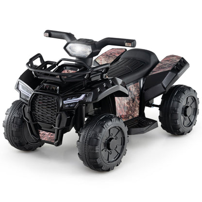 6V Kids ATV Quad Electric Ride On Car with LED Light and MP3-Pink - Solid Black