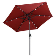 7.5 Feet Solar Powered Patio Umbrella with LED Lights and Crank Handle-Burgundy