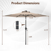 7.5 Feet Solar Powered Patio Umbrella with LED Lights and Crank Handle-Tan