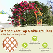 7.7 Feet Garden Arch Wooden Arbor for Climbing Plants