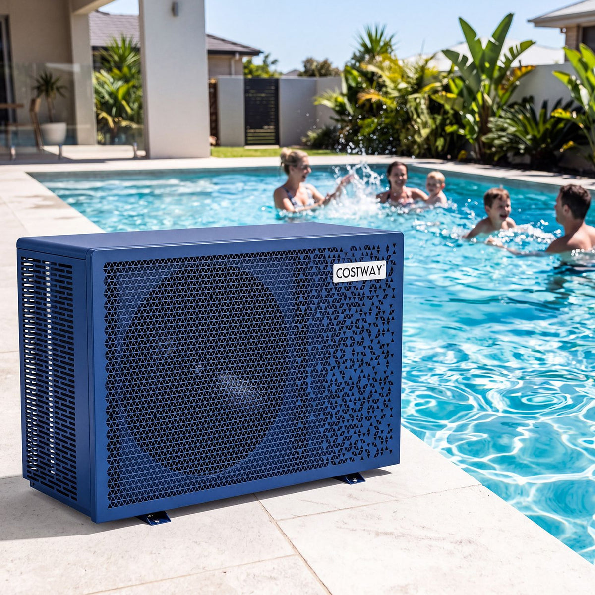 70000 BTU Swimming Pool Heat Pump with 1/2/3 Hour Timer-Blue