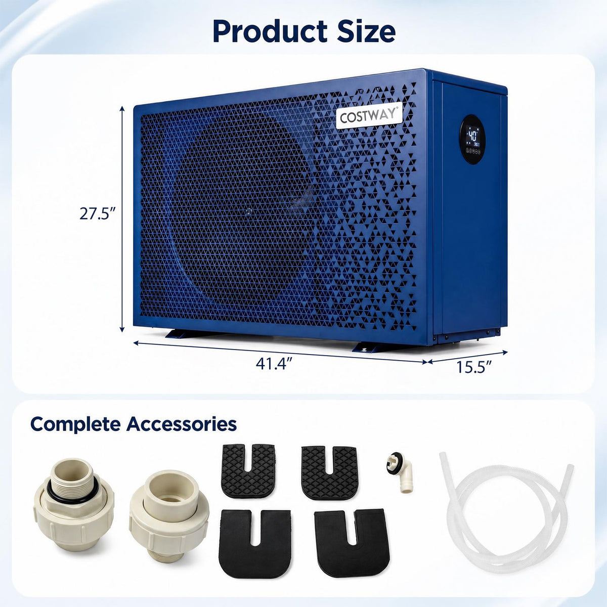 70000 BTU Swimming Pool Heat Pump with 1/2/3 Hour Timer-Blue