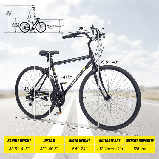 700C Hybrid Bike for Adult with 18-Speed Shimano Drivetrain and Phone Holder