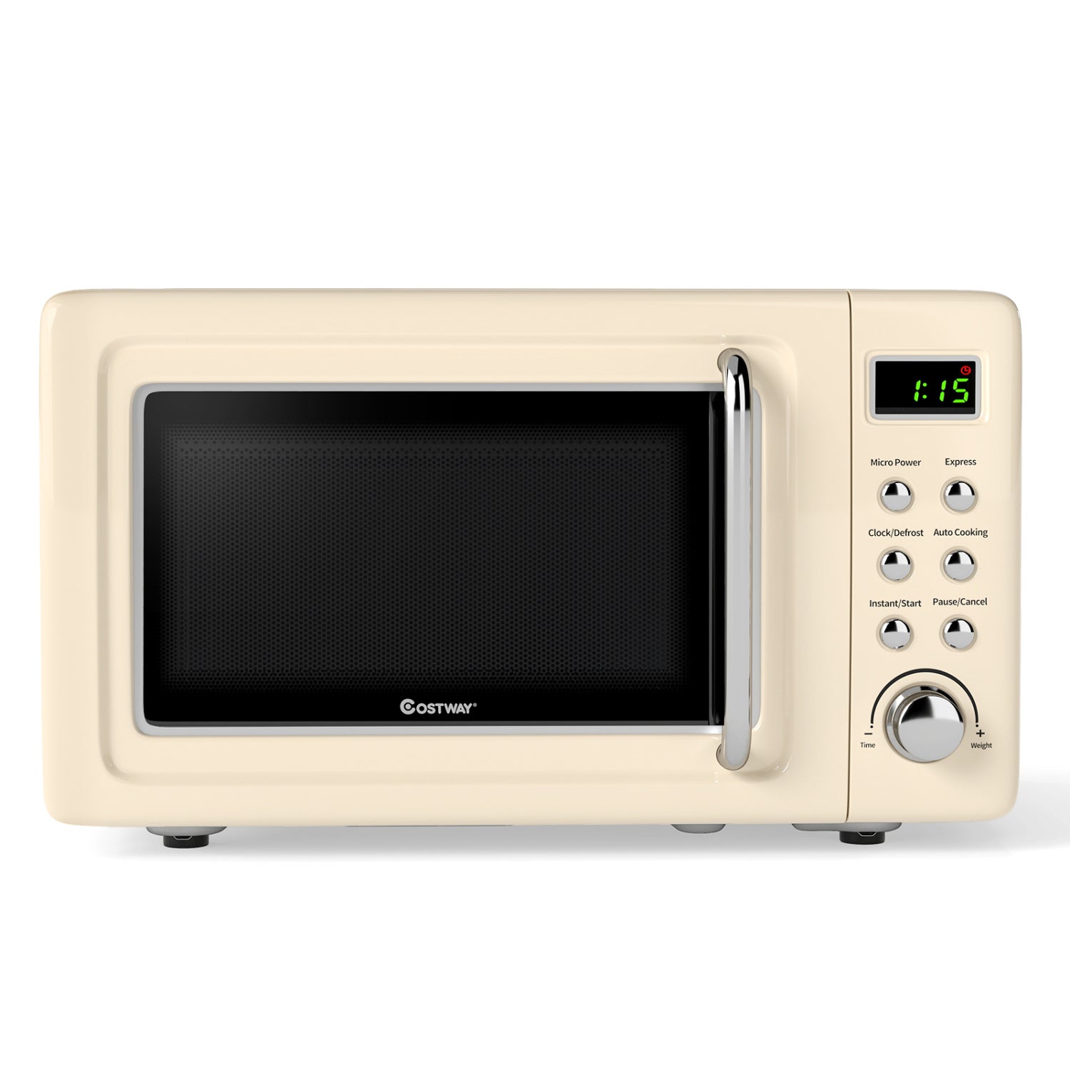 700W Retro Countertop Microwave Oven with 5 Micro Power and Auto Cooking Function-Cream White - Cream White