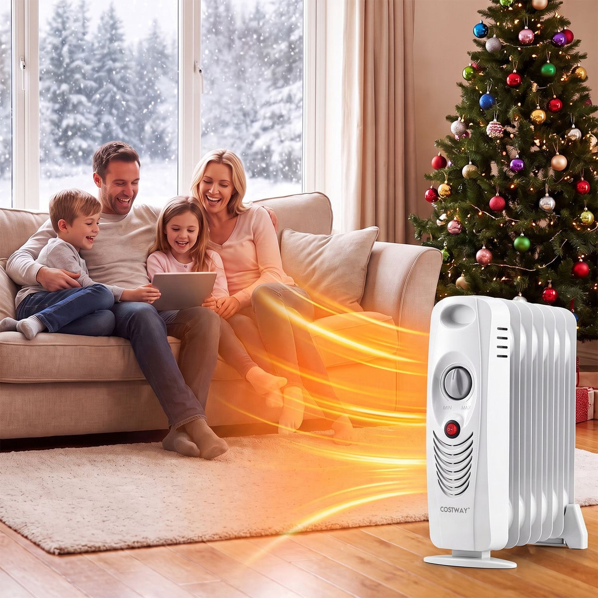 700 W Portable Mini Electric Oil-Filled Radiator Heater-White