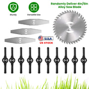 14Pcs Grass Trimmer Blades Accessories Weed Cutter Attachments 10Pcs 5.35In Plastic Blades 3Pcs 6In Stainless Steel Blades 1Pc 4In/6In Alloy Saw Blade