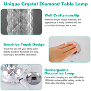 Crystal Diamond Rose Table Lamp Dimmable Remote Touch Control Beside LED Night Light