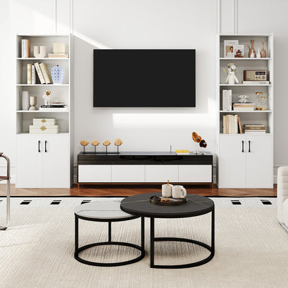 70 Inch Bookcase 6-Tier with Adjustable Shelves and 2-Door Cabinet