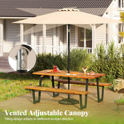 Outdoor Dining Table Set for 6 with 10 Feet Umbrella and Base