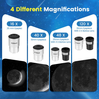 70 MM Aperture Refractor Telescope with Adjustable Tripod-Silver
