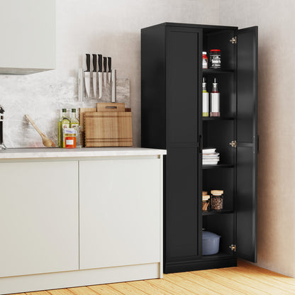 70 Inch Freestanding Storage Cabinet with 2 Doors and 5 Shelves-Black