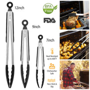 3Pcs Kitchen Tongs Stainless Steel